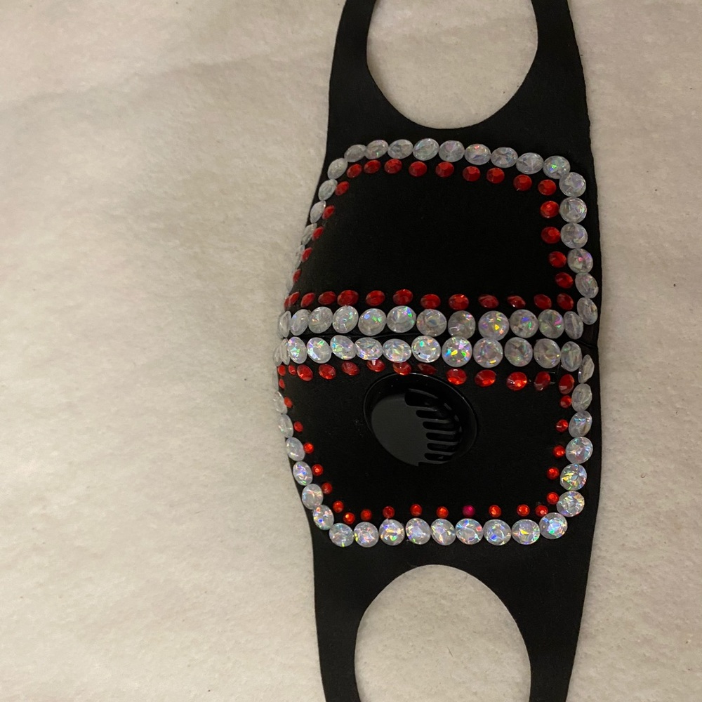 Red and White Gemstone Face Mask with Filter